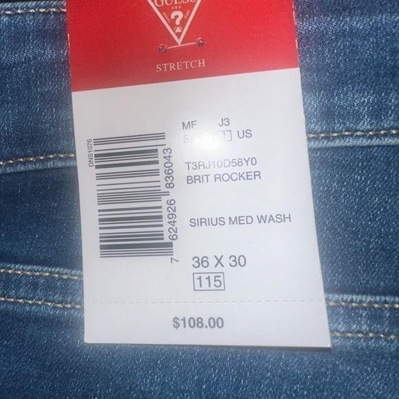 Guess Jeans Brit Rocker Slim Fit Narrow Leg Low Rise Sirius Wash Mens Size 36x30 - Picture 3 of 7